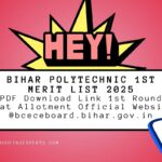 Bihar Polytechnic 1st Merit List 2025