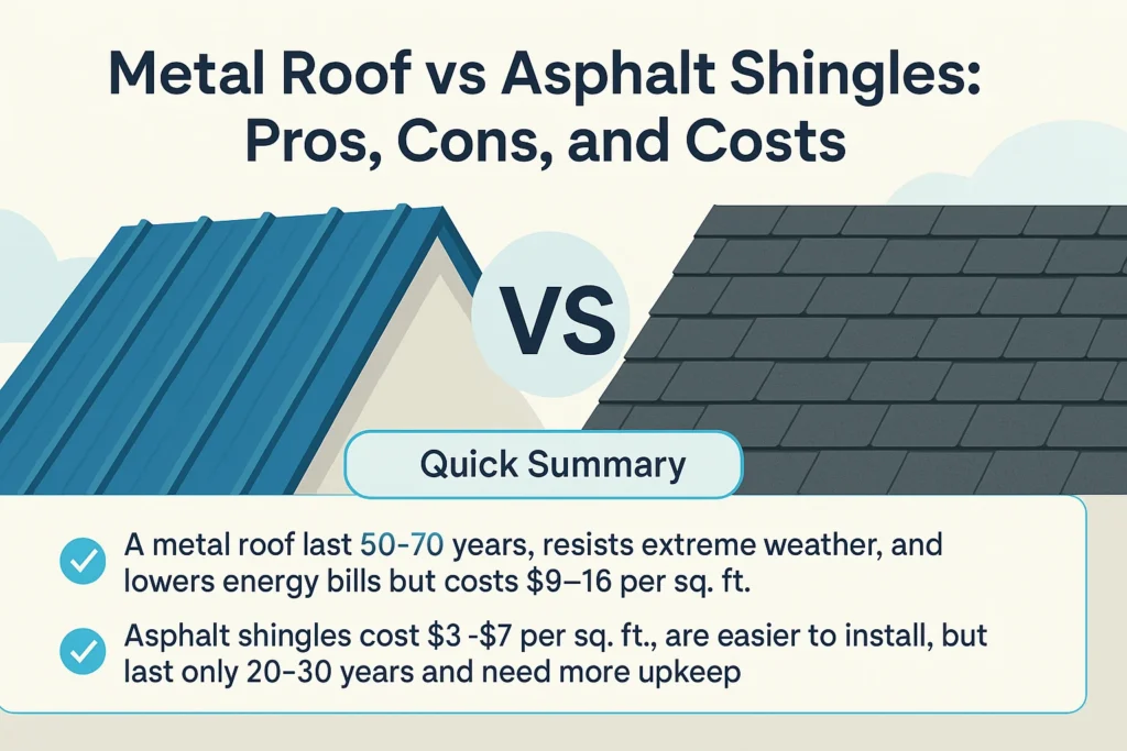 🏠 Metal Roof vs Asphalt Shingles Pros, Cons, and Costs