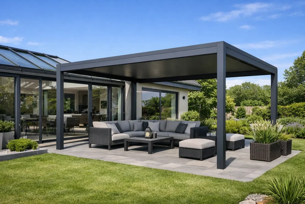 📄 Aluminium Pergola with Roof for Gardens & Conservatories